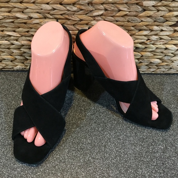 Kate Spade Black Velvet Crisscross Heels - Picture 1 of 15